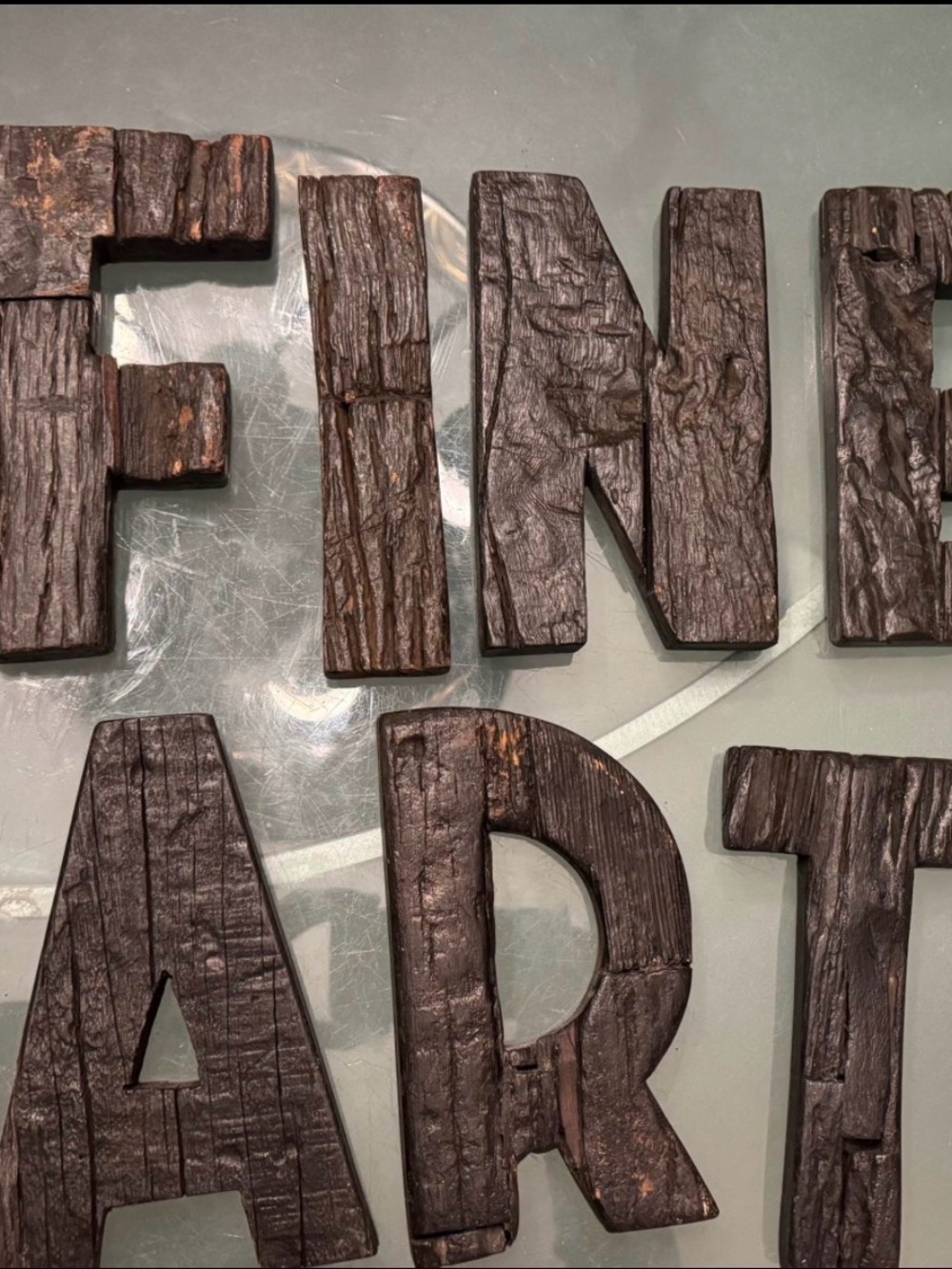 Rustic Dark Brown Wooden Letters - 'FINE ART' Style